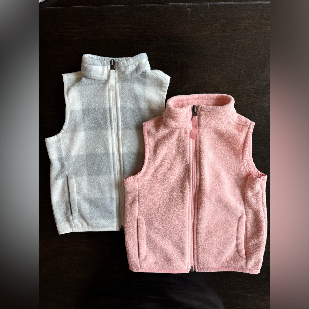 Girls Polar Fleece Vest - Amazon Essentials - Set of 2 - PinkWhiteGray - Size 4T